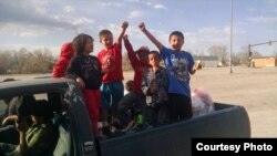 Lakota children who participated in a recent protest by the Mothers Against Meth Alliance on the Pine Ridge Reservation, March. 24, 2015.
