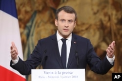 FILE - French President Emmanuel Macron.