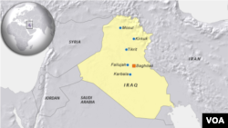 Iraq cities: Mosul, Tikrit, Kirkuk, Karbala, Fallujah, Baghdad