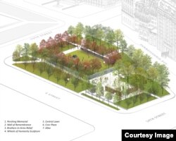 Aerial view of proposed layout for "The Weight of Sacrifice" WWI memorial in Washington D.C. (World War I Centennial Commission)