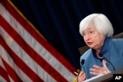 Federal Reserve Board Chair Janet Yellen answers a reporter's question during a news conference about the Federal Reserve's monetary policy, Dec. 14, 2016, in Washington.