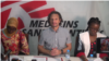 Kadiatou Bodié Balde, Arnaud Adigné et Christine Bimansha au siège de la mission de MSF à Conakry, Guinée, 8 octobre 2019. (VOA/Zakaria Camara)