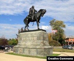 George Armstrong Custer Equestrian Statue, "Sighting the Enemy", erected in Monroe, Michigan in 1910.