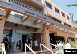FILE - The headquarters of the Democratic National Committee is seen in Washington.