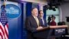 Secretary of State Mike Pompeo and Treasury Secretary Steven Mnuchin answer questions during a briefing at the White House, in Washington, Sept. 10, 2019. 