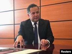 FILE - Santiago Nieto speaks during an interview with Reuters in Mexico City, Mexico, Sept. 14, 2018.