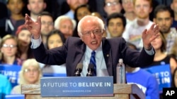Democratic presidential candidate Sen. Bernie Sanders speaks to a gathering of supporters during a campaign rally at the Lexington Convention Center, in Lexington, Kentucky, May 4, 2016.