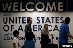 International passengers arrive at Washington Dulles International Airport in Dulles.