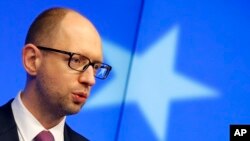 FILE - Ukraine's Prime Minister Arseniy Yatsenyuk
