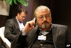 FILE - Saudi journalist Jamal Khashoggi is pictured at the World Economic Forum in Davos, Switzerland, Jan. 29, 2011.
