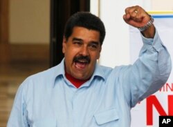 Venezuela's President Nicolas Maduro speaks during a demonstration, at Miraflores Presidential Palace in Caracas, April 7, 2016.