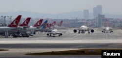 Aircraft taxi at Ataturk International Airport in Istanbul, Turkey, June 29, 2016.