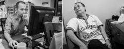 FILE: Zsombor Peter (left) and Aun Pheap are both facing up to two years in prison on a trumped-up charge of incitement to commit a felony (Courtesy photo of Ben Woods)
