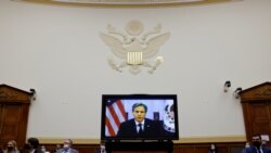 U.S. Secretary of State Antony Blinken testifies on the U.S. withdrawal from Afghanistan at a virtual hearing of the House Foreign Affairs Committee in Washington, Sept. 13, 2021.