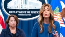 FILE - Anne Milgram, administrator of the Drug Enforcement Administration, right, speaks accompanied by Deputy Attorney General Lisa Monaco, during a news conference at the Department of Justice, Sept. 30, 2021, in Washington.