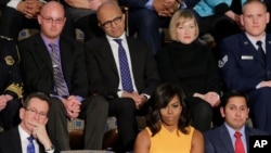 La Première dame des Etats-Unis, Michelle Obama, dans les tribunes réservées au public.
