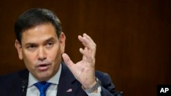 FILE - Sen. Marco Rubio, R-Fla., speaks during a Senate Foreign Relations Committee hearing, on Capitol Hill in Washington, Sept. 14, 2021.
