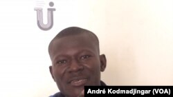 Belngar Larmé Laguerre président de l'Union des Journalistes Tchadiens (UJT), 22 mai 2017. (VOA/ André Kodmadjingar)