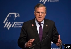 Republican presidential, former Florida Gov. Jeb Bush speaks at the Republican Jewish Coalition Presidential Forum in Washington, Dec. 3, 2015.