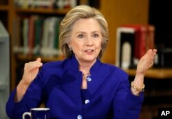 FILE - Democratic presidential candidate Hillary Clinton speaks at an event at Rancho High School, May 5, 2015, in Las Vegas.