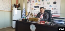 Rashid Darwesh Safti, a senior camp manager for the Barzani Charity Foundation in the Kurdistan Region in Iraq warns that extremism thrives in places where IS families remain isolated on Feb. 23, 2019, in Hassan Sham, Iraq. (H.Murdock/VOA)