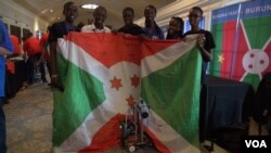Burundi's robotics team is seen in this still image from video shot by Auriane Itangishaka of VOA's Central Africa Service at the the FIRST Global Robotics Challenge, July 19, 2017, in Washington.