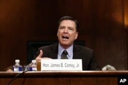 FILE -FBI Director James Comey testifies on Capitol Hill in Washington, May 3, 2017, before the Senate Judiciary Committee hearing: "Oversight of the Federal Bureau of Investigation."