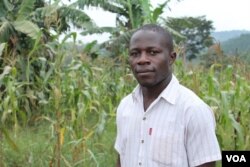 Edie Mukiibi, the new vice president of Slow Food International, at a school garden he helped create in Mukono, Uganda, July 22, 2014. (Hilary Heuler/VOA)