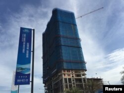 FILE - A Chinese Blue bay resort under construction is seen at the Preah Sihanoukville province, Cambodia, Nov. 26, 2017.