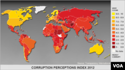 "Transparency International" tashkilotining korruptsiya xaritasi, 2012
