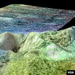 Foto gunung es di salah satu bulan planet Saturnus yang paling besar, Titan, diambil dari pesawat antariksa NASA, Cassini (foto: dok).