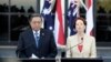 Indonesian President Susilo Bambang Yudhoyono, left, and Australian Prime Minister Julia Gillard hold a press conference at the Northern Territory Parliament House in Darwin, Australia, July 3, 2012