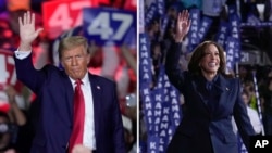 Kandidat presiden dari Partai Republik, Donald Trump, dan kandidat dari Partai Demokrat, Kamala Harris. (Foto: AP)