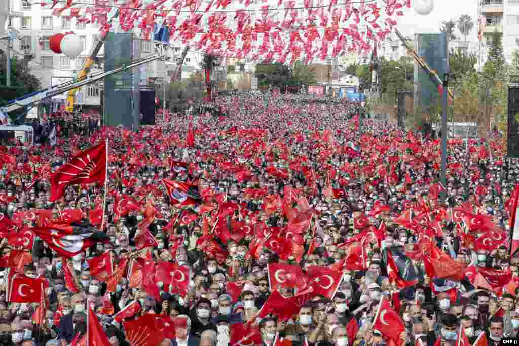 Turkey's main opposition party CHP leader Kilicdaroglu is holding a rally in Mersin, Turkey