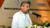 FILE - Aye Chan Naing, executive director of the Democratic Voice of Burma, speaks at a seminar, "Media in Service to the Public : A Forum on Public Service Broadcasting," at Inya Lake Hotel Sept. 24, 2012, in Yangon, Myanmar.