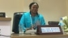 Fatou Bensouda, procureure générale de la CPI, à Niamey, le 25 avril 2017. (VOA/Abdoul-Razak Idrissa)