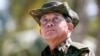 FILE - Myanmar's military commander in chief, Senior General Min Aung Hlaing, attends a military exercise at Ayeyarwady delta region in Myanmar, Feb. 3, 2018.