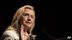 U.S. Secretary of State Hillary Clinton speaks to The Economic Club of New York, October 14, 2011.