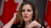Wakil Perdana Menteri Kanada Chrystia Freeland di Ottawa, Ontario, Kanada, 23 Maret 2020.