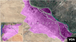 Peta kawasan Deir Ezzor, Suriah.